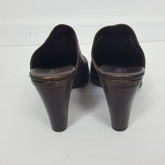 BORN Leather Clogs Heels Boots Slides Size 8 Brown High Heels - Picture 5 of 7